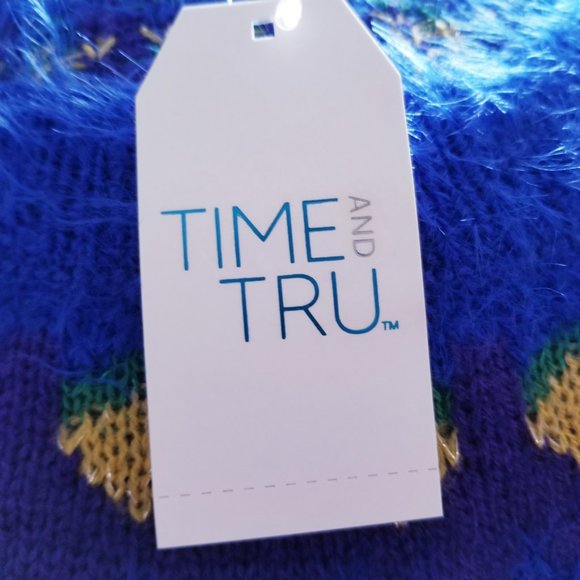 Time and Tru Fair Isle Sweater Blue Multi 80's/90's NWT - Picture 8 of 15